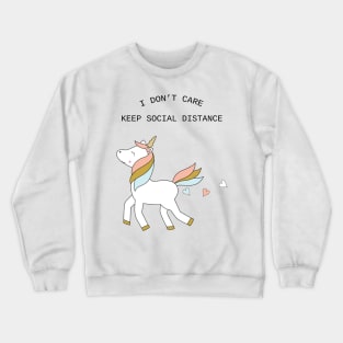 Unicorn - keep social distance - black text Crewneck Sweatshirt